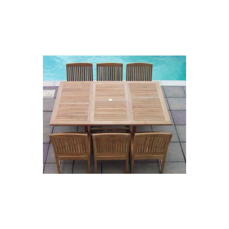 1.2m x 1.2m-1.8m Teak Square Extending Table with 6 Marley Chairs